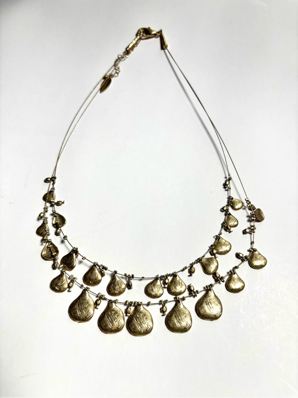 Coldwater Creek Teardrop Charm Statement Necklace, gold/brass tones